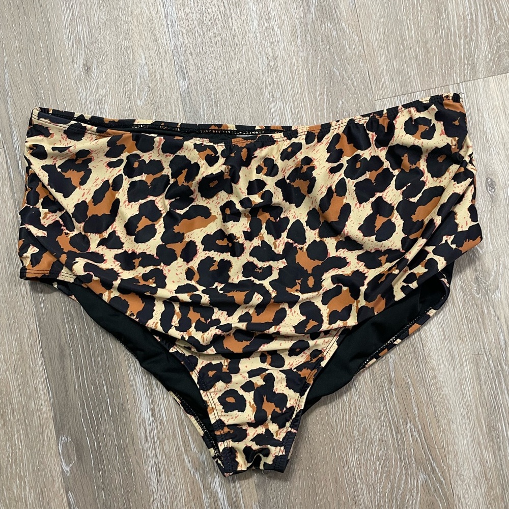 Leopard Print High-Waisted Bikini Bottoms